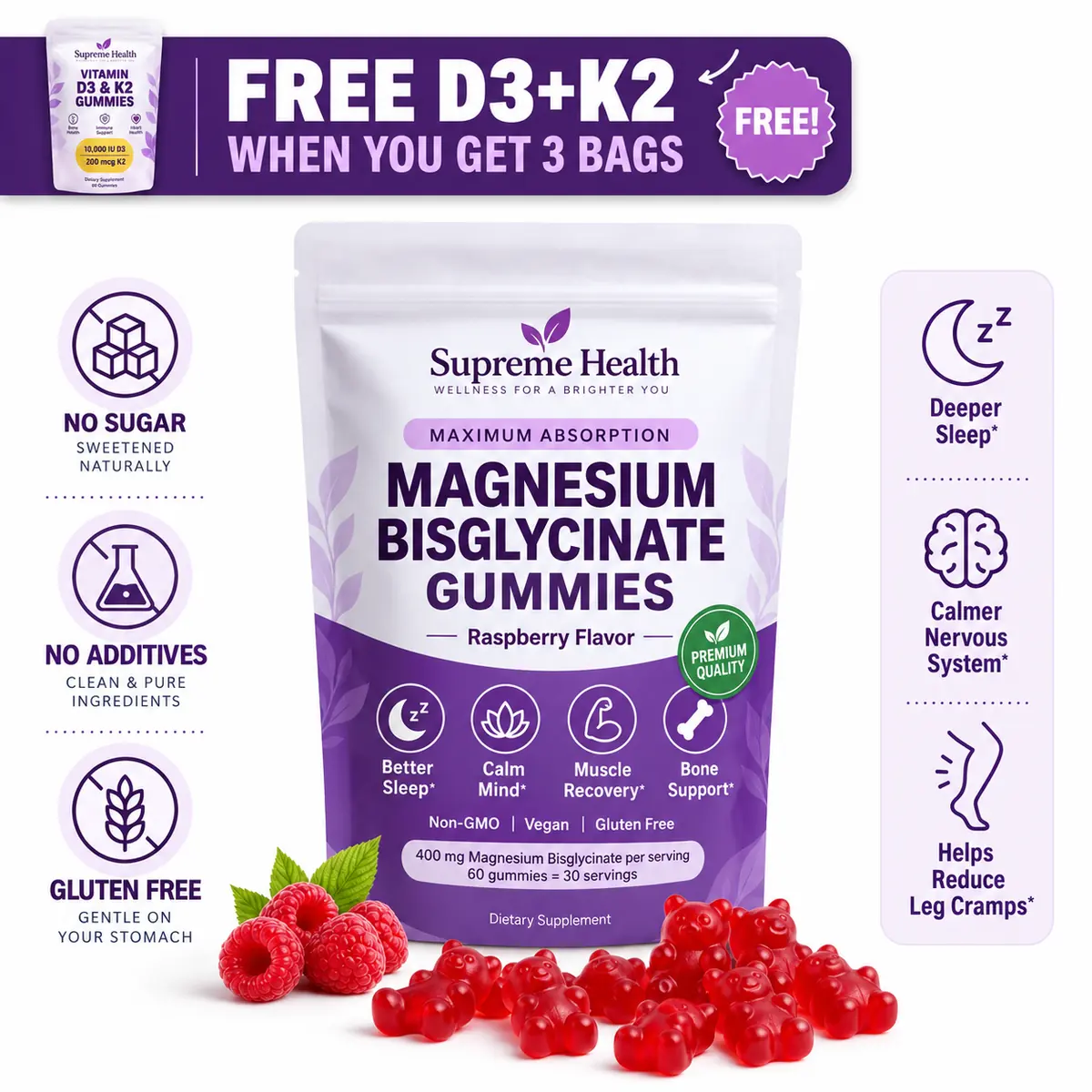 Maximum Absorption Magnesium Bisglycinate Gummies